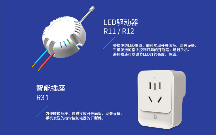 LED驱动器 配合40W x2双色温LED灯条用于房间客厅吸顶灯 灯光插座 任何时间·任何地点通过APP控制全屋灯具 智能插座 直接对接其他电器控制电源开关